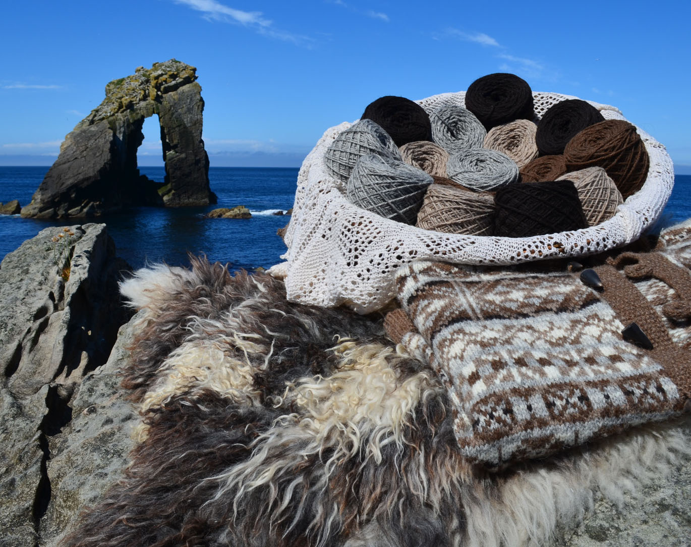 Foula wool display